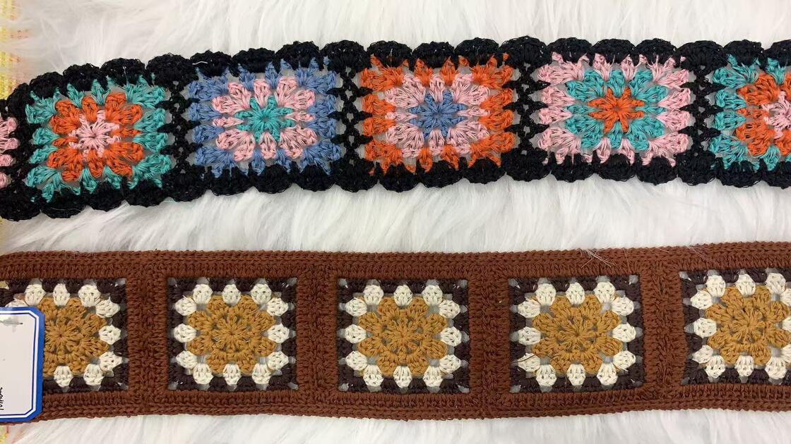 Quality Vintage Multi-Color Floral Water Soluble Embroidery Lace Trim, Polyester Square Flower Crochet Lace Tape for Garment DIY Accessories factory