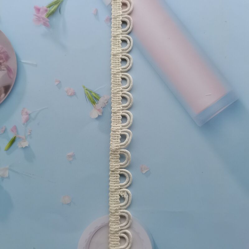 Quality Soft Cotton Thread Water Soluble Embroidery Lace Trim, Continuous Loop Fringe Decorative Lace Edging for Fashion Apparel factory