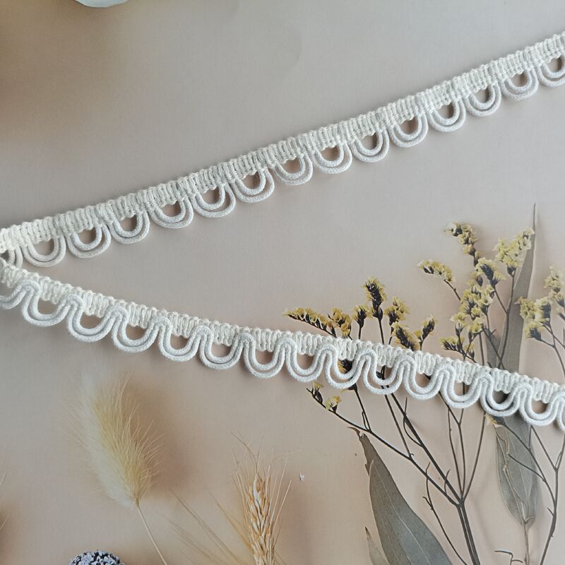 Quality Soft Cotton Thread Water Soluble Embroidery Lace Trim, Continuous Loop Fringe Decorative Lace Edging for Fashion Apparel factory