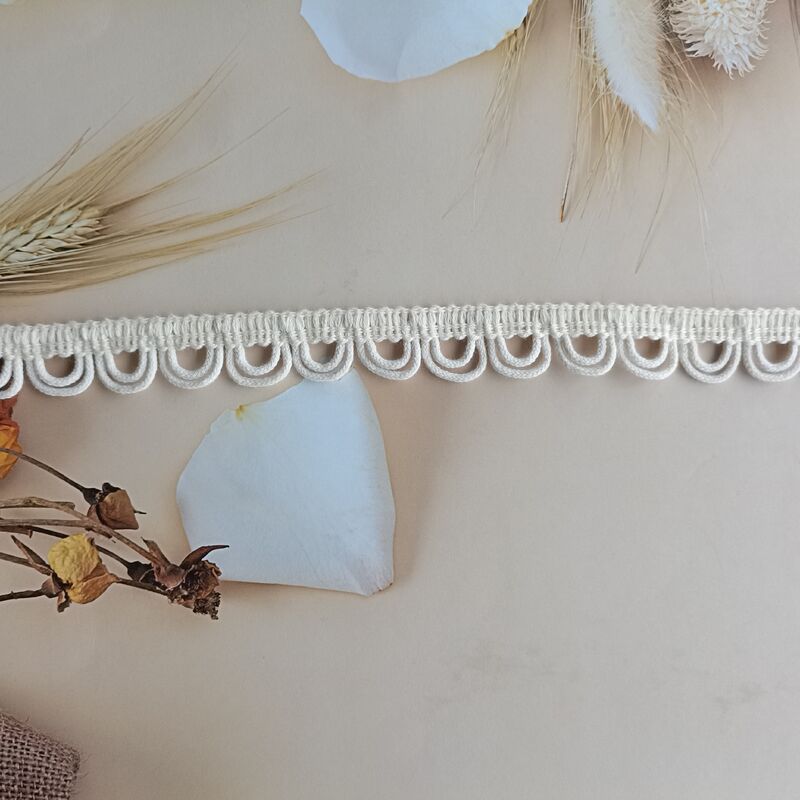 Quality Soft Cotton Thread Water Soluble Embroidery Lace Trim, Continuous Loop Fringe Decorative Lace Edging for Fashion Apparel factory