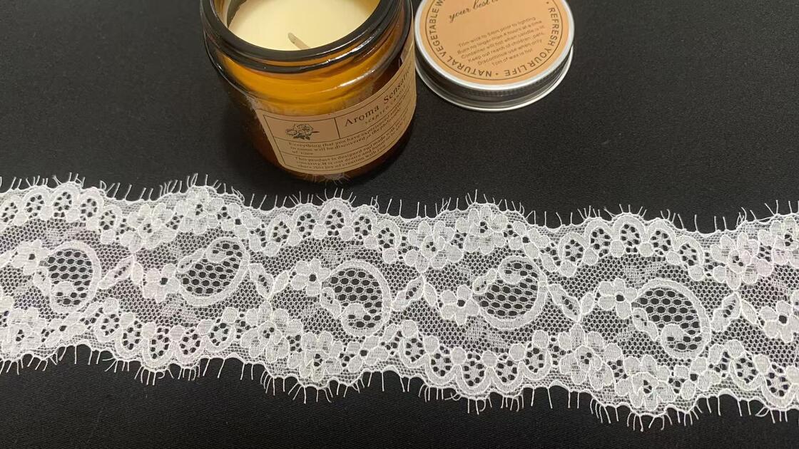 Quality Eyelash Lace 7cm Non Stretch Lightweight Scalloped Lace Trim for Wedding and Lingerie factory