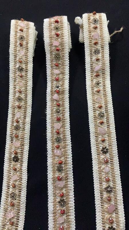 Quality Bohemian Woven Jute Lace Trim, Wooden Bead & Metal Flower Embellished Decorative Tape factory