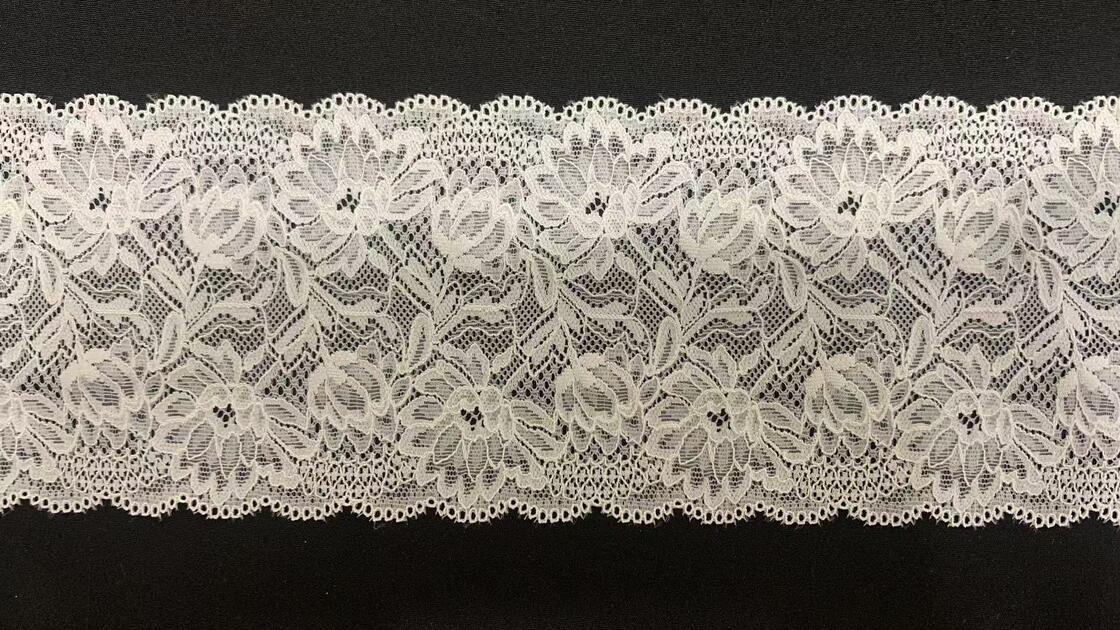Quality 4 Way Elastic Stretch Lace Trim with Floral Pattern and Scalloped Edge for Lingerie and Swimwear factory