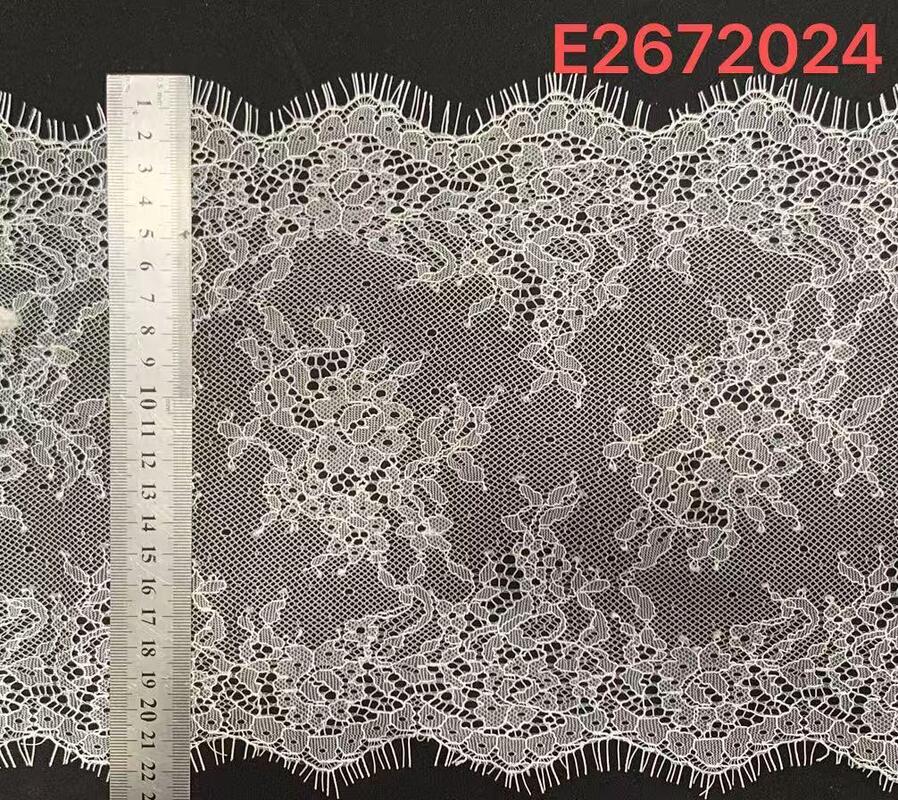 Quality White Eyelash Non-Elastic Nylon Lace Trim Romantic Floral Lace for Evening Gown Garment Accessories factory