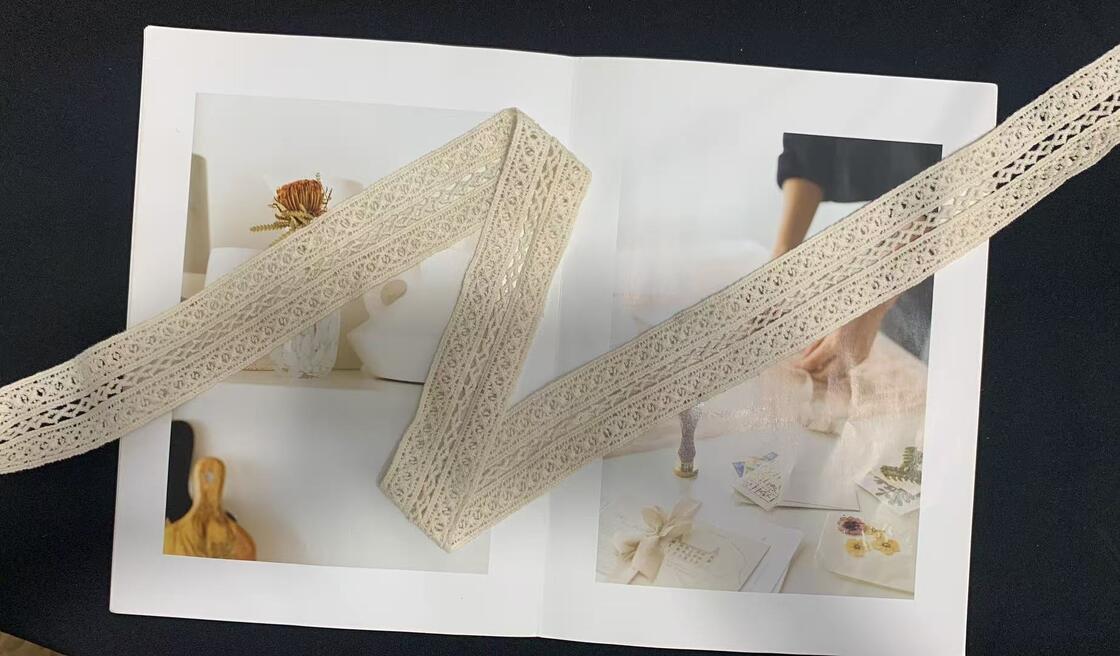 Quality 4cm Width Cotton Lace Trim with Multi-layer Hollow Pattern and Soft Cotton Material for Dress and Home Textile Decoration factory