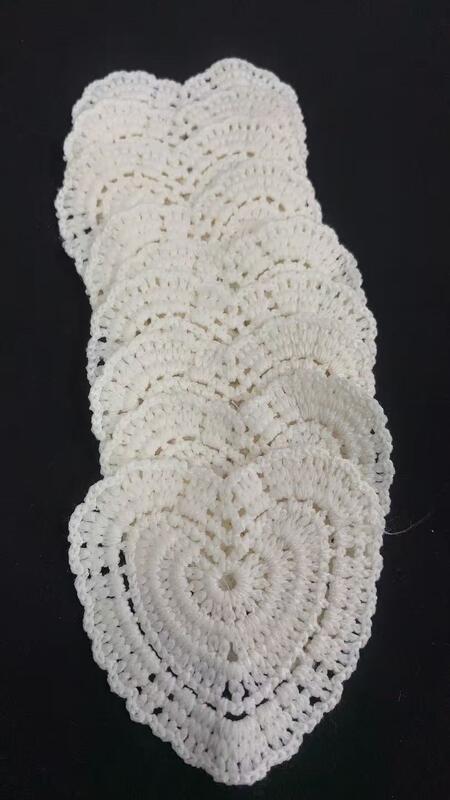 Quality Heart Shape Crochet Cotton Patch, Hollow Out Cotton Lace Motif for Garment Decoration & Coaster DIY factory