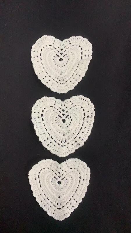 Quality Heart Shape Crochet Cotton Patch, Hollow Out Cotton Lace Motif for Garment Decoration & Coaster DIY factory