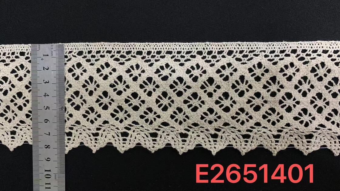 Quality 8.5cm Cotton Crochet Lace Trim with Rhombus Weave and Breathable Design for Apparel and Home Textiles factory