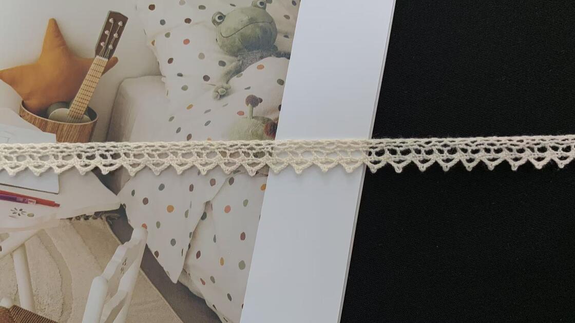Quality 1cm Width Cotton Crochet Lace Trim with Delicate Pointed Scallop Edge and Soft Hand Feel for Garment Hem Trimming factory