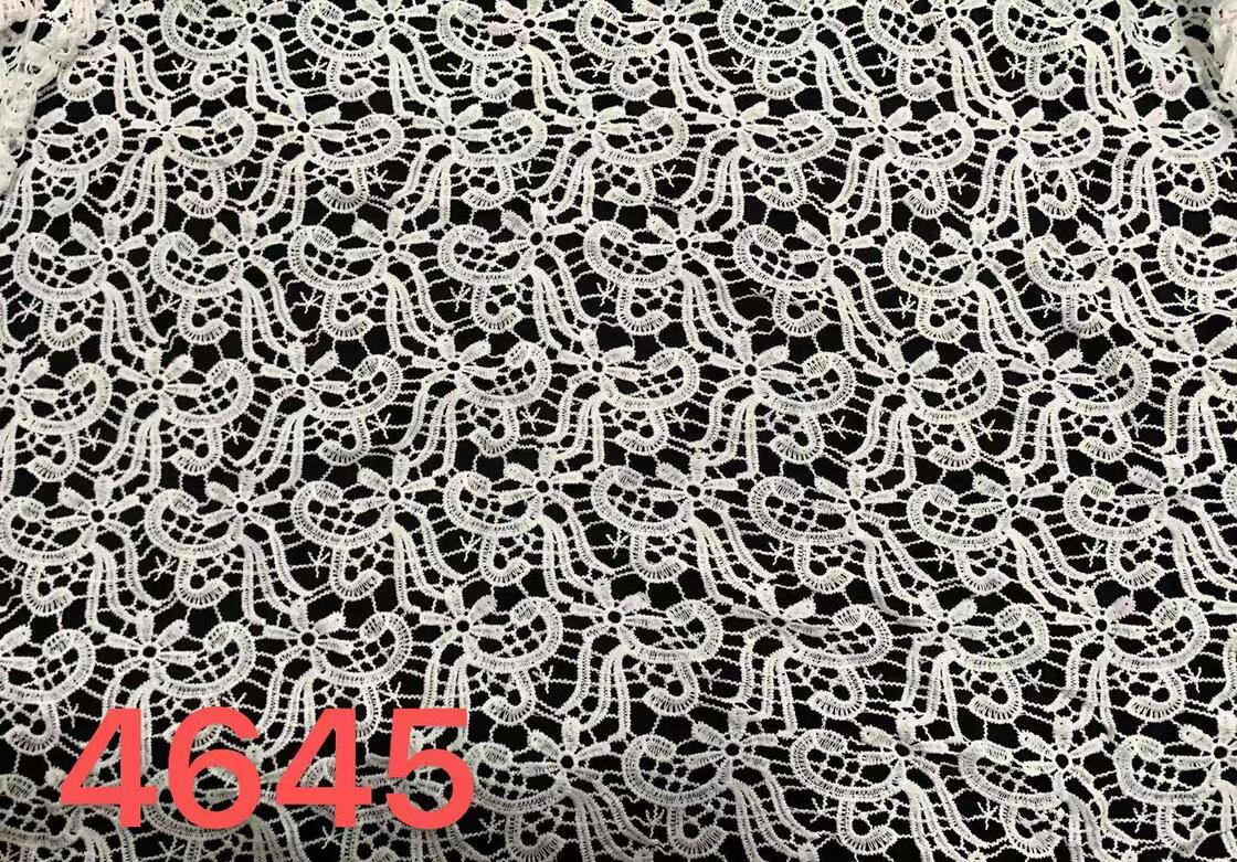 Quality White Milk Yarn Water‑Soluble Embroidery Fabric,Geometric Floral Hollow  Lace Fabric Hollow Embroidery for Dress & Wedding factory