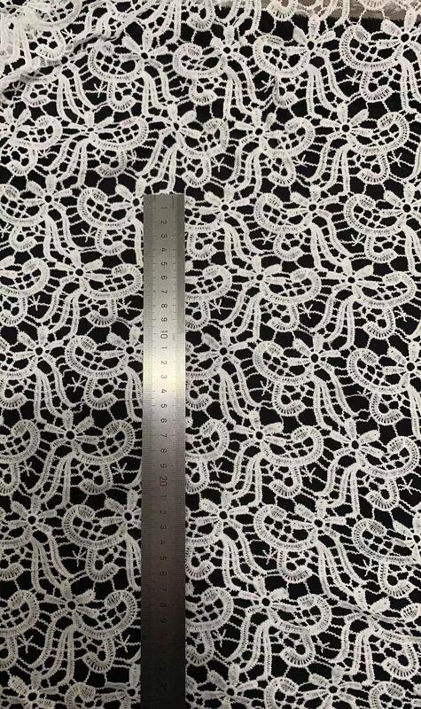 Quality White Milk Yarn Water‑Soluble Embroidery Fabric,Geometric Floral Hollow  Lace Fabric Hollow Embroidery for Dress & Wedding factory