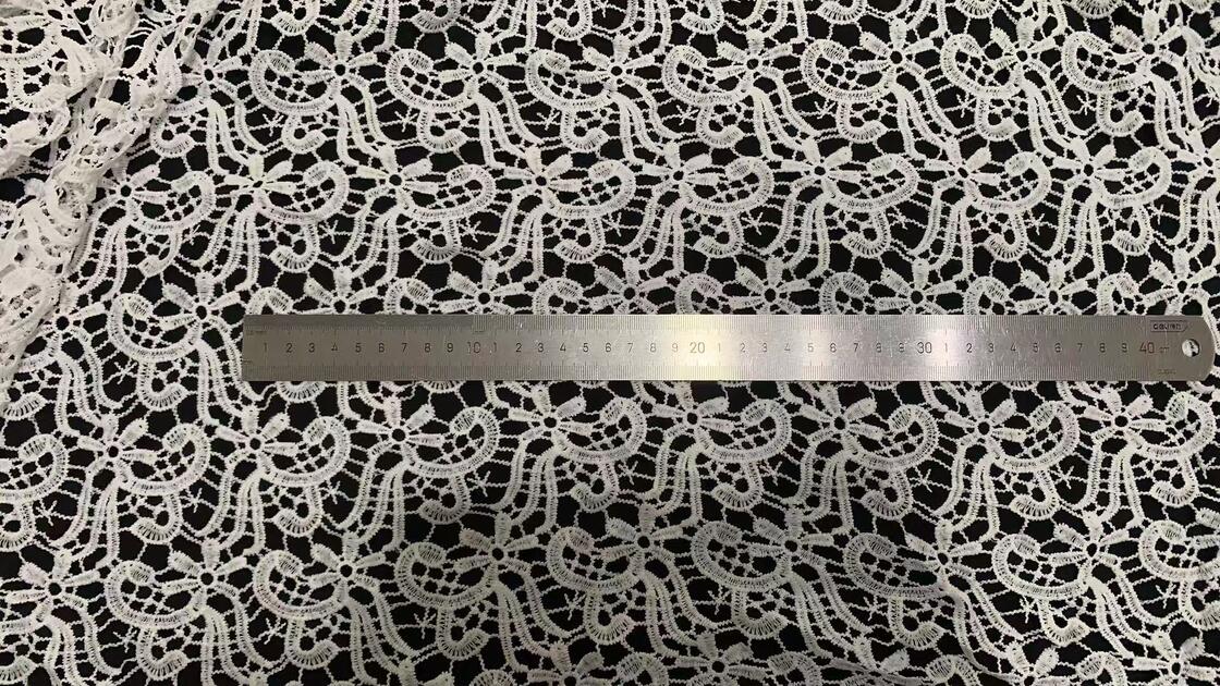 Quality White Milk Yarn Water‑Soluble Embroidery Fabric,Geometric Floral Hollow  Lace Fabric Hollow Embroidery for Dress & Wedding factory