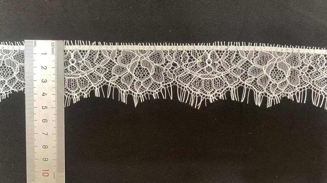 Quality 5cm Width Pure Nylon Hollow Floral Eyelash Lace Trim for Wedding Dresses and Home Decor factory