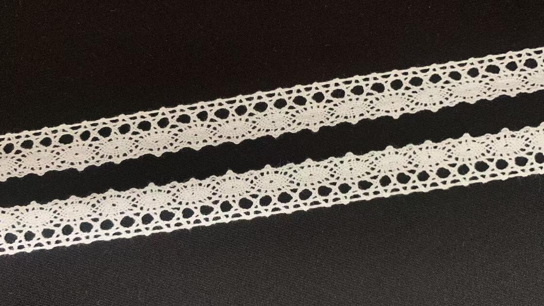 Quality 1.5cm Width Cotton Crochet Lace Trim with Orderly Round Hollow Holes Soft Breathable for Dress Sewing factory