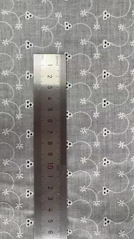 Quality Cotton Eyelet Embroidery Fabric, Hollow Floral Circle Cut‑Work Fabric for Dress Blouse Sewing factory