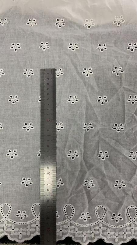 Quality Cotton Eyelet Cutwork Fabric, All‑Over Floral Embroidery with Decorative Scalloped Edge for Dress Sewing factory
