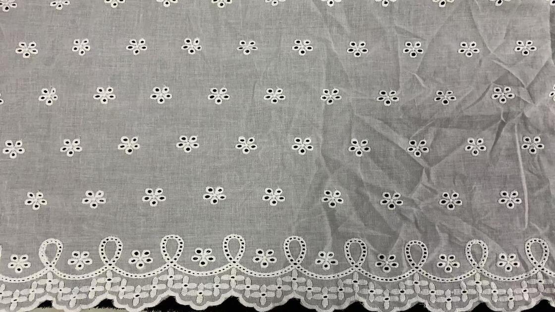 Quality Cotton Eyelet Cutwork Fabric, All‑Over Floral Embroidery with Decorative Scalloped Edge for Dress Sewing factory