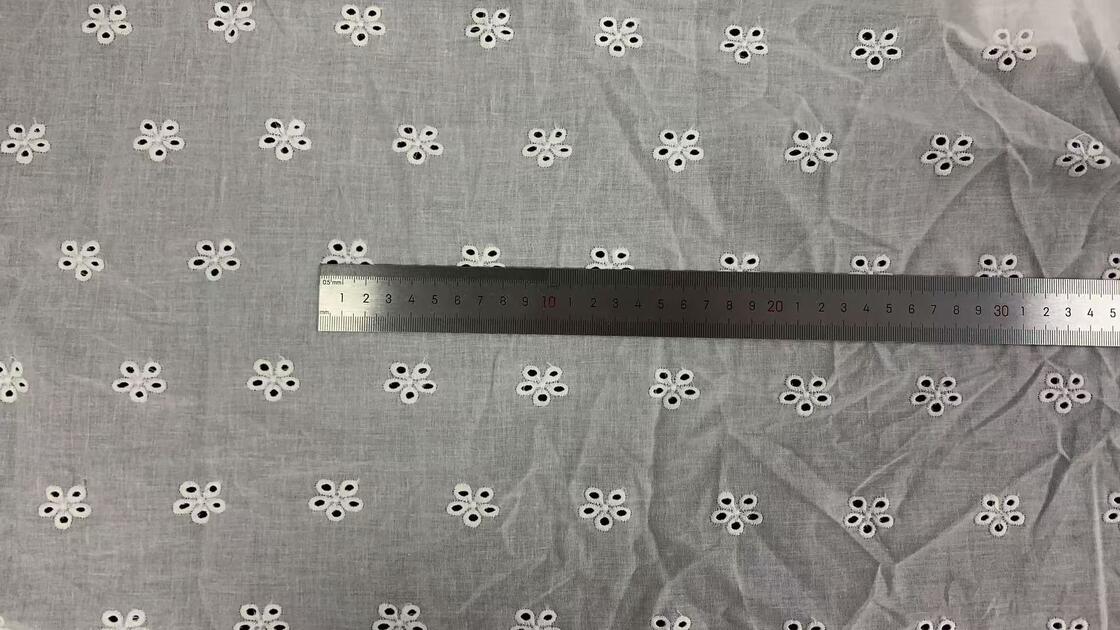 Quality Cotton Eyelet Cutwork Fabric, All‑Over Floral Embroidery with Decorative Scalloped Edge for Dress Sewing factory