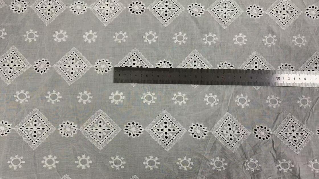 Quality Vintage Diamond Sunflower Eyelet Cutwork Cotton Fabric, Breathable Hollow Embroidery Fabric for Blouse Skirt factory