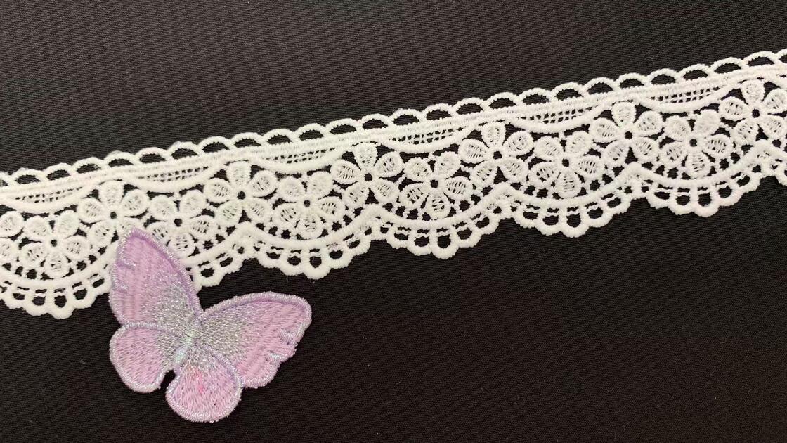 Quality Milk Yarn Chemical Lace Trim 4cm Width with Scalloped Border and Compact Floral Patterns for Wholesale Lace Accessory factory
