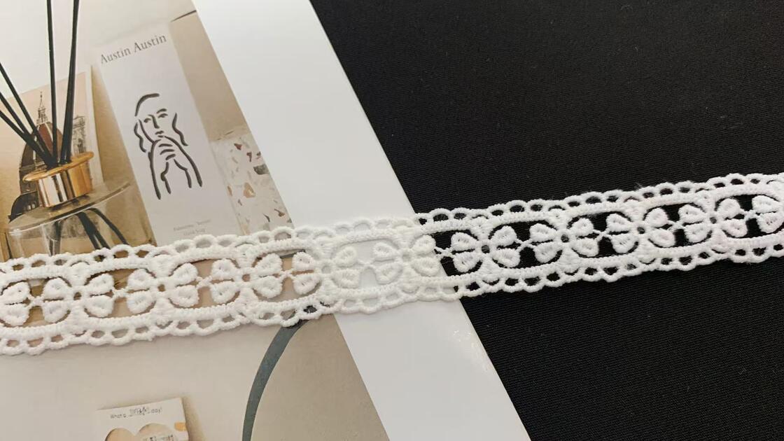Quality Milk Yarn Chemical Lace Trim 2cm Width Water-soluble with Repeated Bowknot Pattern for Wholesale Lace Accessory factory