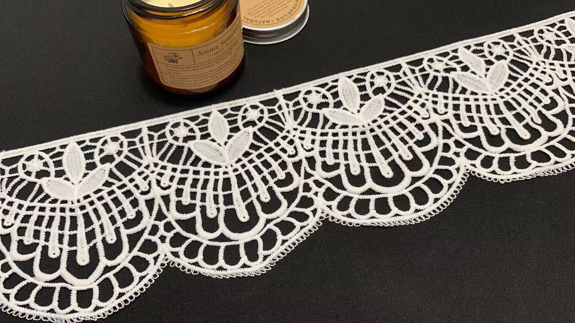 Quality Vintage Foral Embroidered Water-Soluble Polyester milk yarn  Lace Trim for Garment Decoration factory