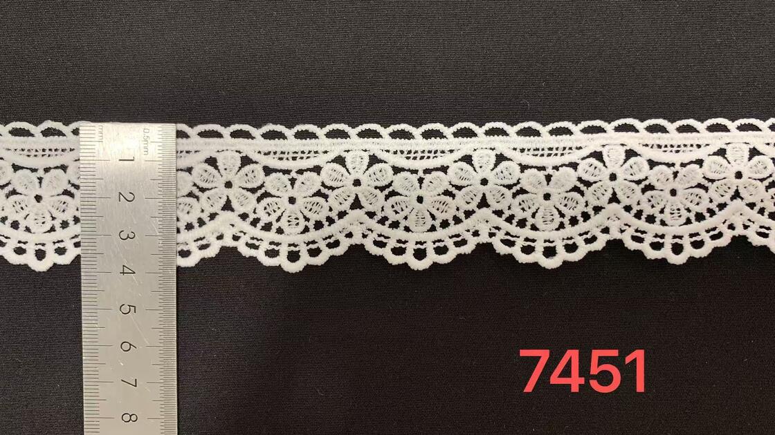 Quality White Polyester Water‑Soluble Lace Trim, Small Floral Embroidered Scalloped Lace for Sewing Apparel & Home Decor factory