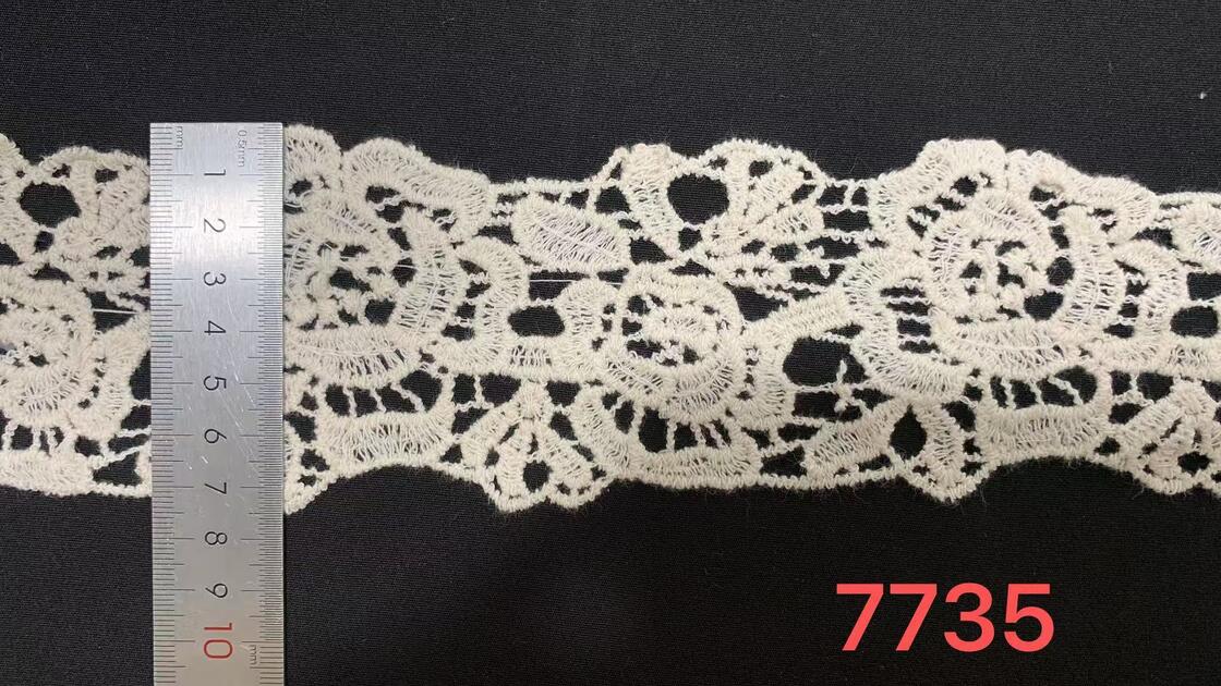 Quality Premium Cotton Water Soluble Lace Trim with Scalloped Edge and Customizable Length for Bridal Gowns factory