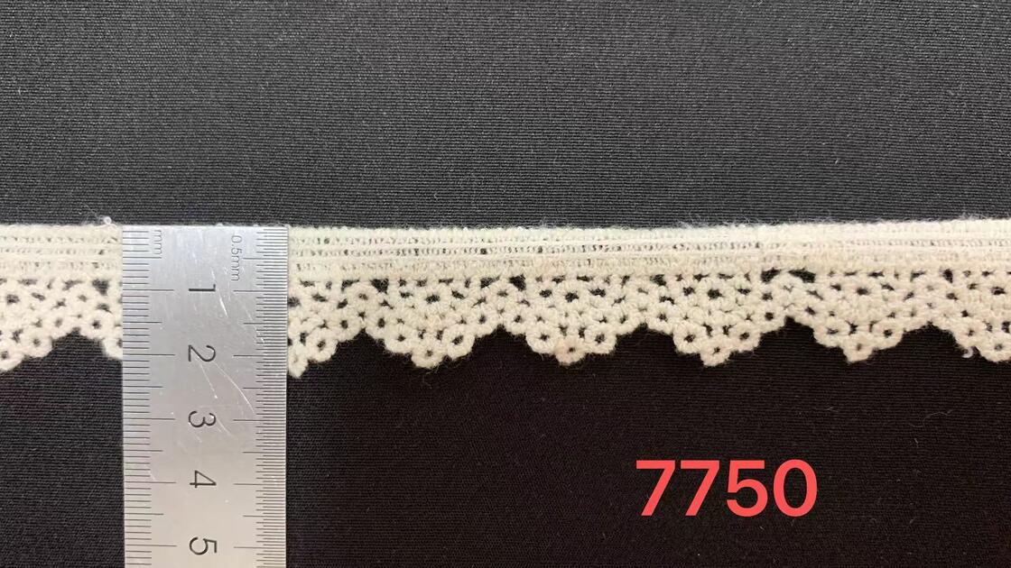 Quality Custom Design Cotton Embroidery Lace with Scalloped Edge and 2.3cm Width for Wedding Dresses factory