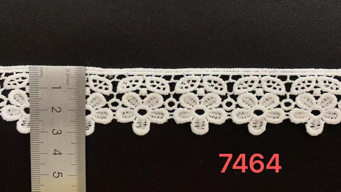 Quality 3.2cm Milk Yarn Water Soluble Lace Trim with 5 Petal Floral Openwork and Soft Lightweight for Garment Lingerie factory