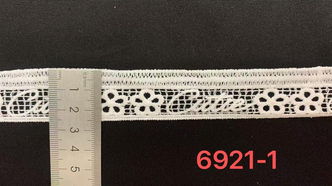 Quality 2.5cm Width Milk Yarn Water Soluble Lace Trim with Special Letter Jacquard Mesh Design and Fine Soft Texture for Fashion Apparel factory
