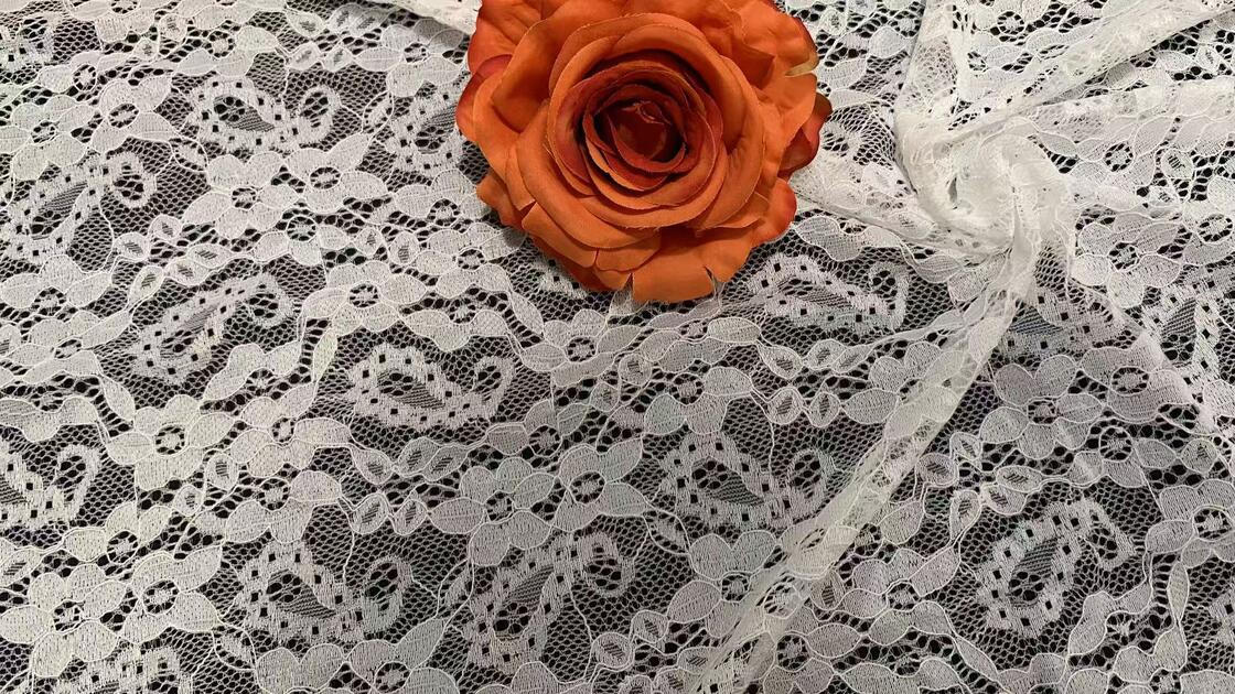 Quality Soft Breathable Floral Lace Fabric with Intricate Flower Pattern Lightweight for Dresses and Lingerie factory