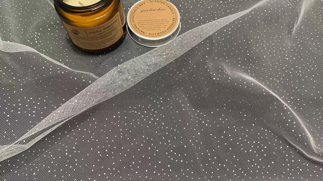 Quality Glittering Mesh Fabric with Shiny Tiny Dot Pattern Soft Stretch Lightweight Material for Lingerie and Party Dresses factory