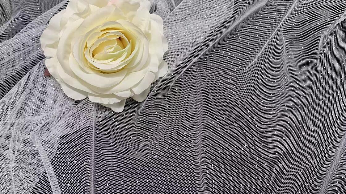 Quality Glittering Mesh Fabric with Shiny Tiny Dot Pattern Soft Stretch Lightweight Material for Lingerie and Party Dresses factory