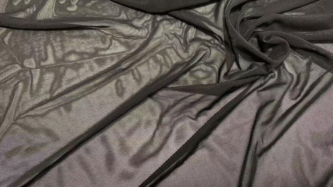 Quality Black Sheer Soft Lightweight Breathable Plain Solid Mesh Fabric for Lingerie Dress Lining and Garment Decoration factory