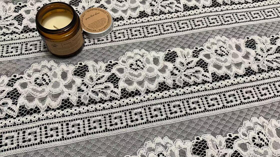 Quality Horizontal Striped Floral Lace Fabric, Ornate Border Pattern Nylon Lace for Garment & Costume Decoration factory