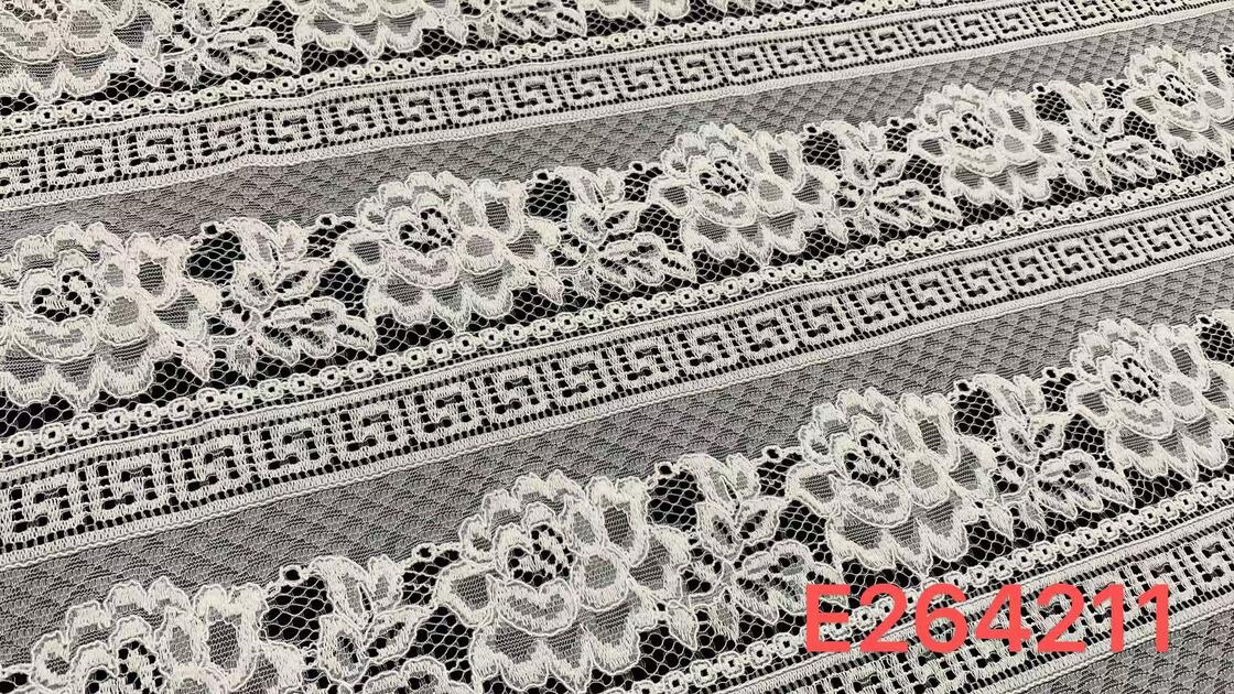 Quality Horizontal Striped Floral Lace Fabric, Ornate Border Pattern Nylon Lace for Garment & Costume Decoration factory