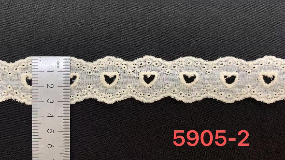 Quality Premium Cotton Chicken Lace Trim with Hollow Heart Pattern and Wavy Scallop Border Lightweight Fabric factory