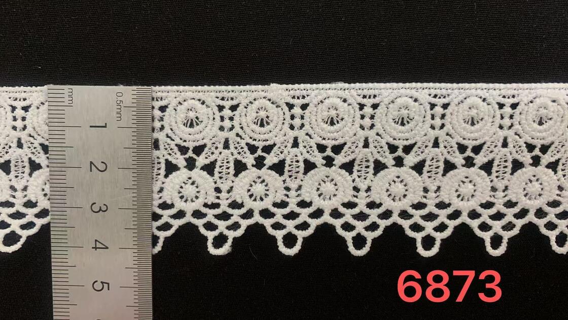 Quality 4cm Width Milk Yarn Lace Trim with Scallop Bottom Edge and Fine Hollow Texture for Garment Trimming factory
