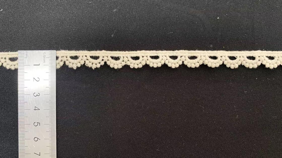 Quality Premium Cotton Water Soluble Lace Trim with Scalloped Edge and Customizable Length for Bridal Gowns factory