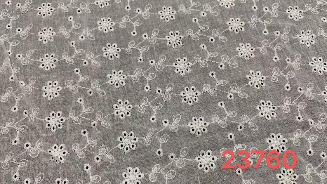 Quality Cotton Chicken Embroidery Lace Fabric with Winding Vine and Cluster Flower Motifs Fine Hollow Embroidery Soft Breathable Texture factory