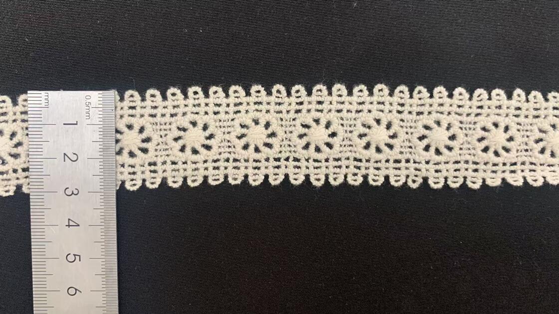 Quality Premium Cotton Water-Soluble Lace Trim with Scalloped Edge and Customizable Length for Bridal Wear factory