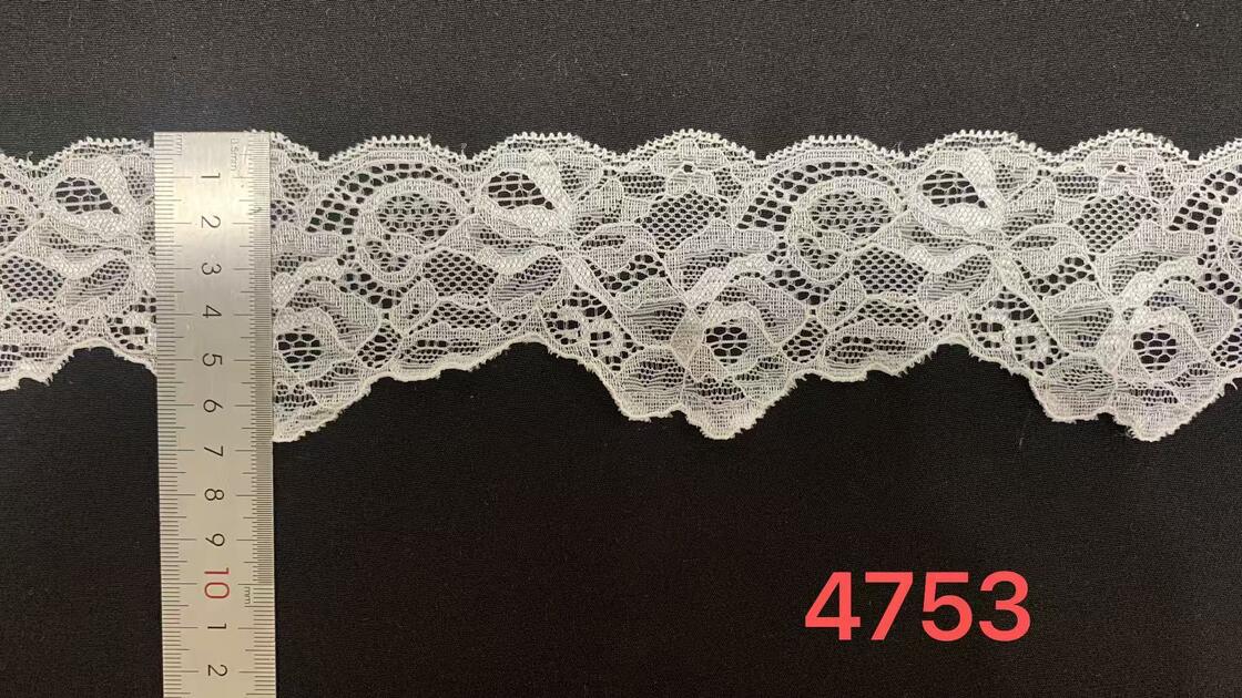 Quality Scalloped Edge Spandex Nylon Blend Floral Stretch Lace Trim for Middle Eastern Design factory