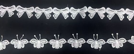 quality Exquisite Bow Design Milk Silk Water-Soluble Embroidery Lace Trim Factory  for Party Clothing Shoes Bags Fashion factory