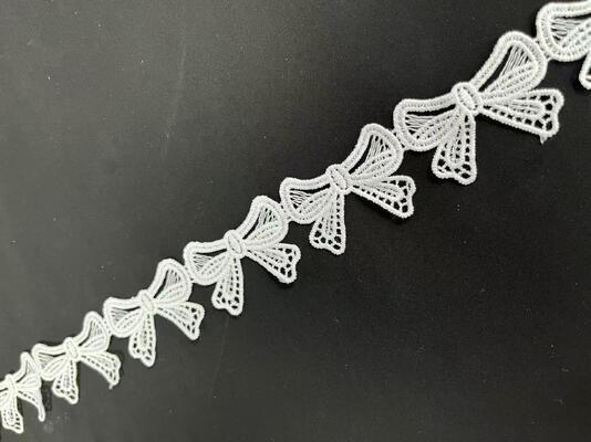 quality Exquisite Bow Design Milk Silk Water-Soluble Embroidery Lace Trim Factory  for Party Clothing Shoes Bags Fashion factory