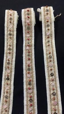 quality Ethnic Style Design Hemp Thread Weaving Lace Bead Pure Handmade Woven Fabric Clothing Accessories Beautiful Webbing factory