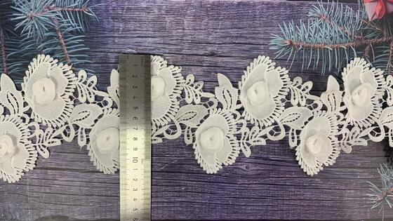 quality 3D Flower Designs Milk Yard Water Soluble Embroidery Lace Trim for Wedding Dresses factory