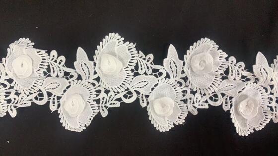 quality 3D Flower Designs Milk Yard Water Soluble Embroidery Lace Trim for Wedding Dresses factory