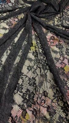 quality Black Sexy Thin Flowers Pattern Mesh Lace Fabric for Dresses factory