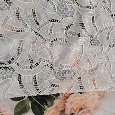 quality Manufacturer Direct Sales Customized Milk Silk Embroidery Lace Fabric for National Style Clothing Dresses Elegant Style factory
